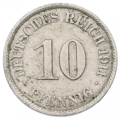 10 пфеннигов 1911 года J Германия
