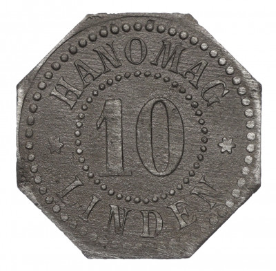 10 пфеннигов 1914-1924 года Германия — город Линден (Нотгельд)