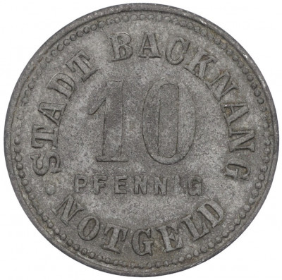 10 пфеннигов 1918 года Германия — город Бакнанг (Нотгельд)