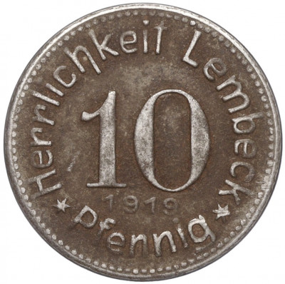 10 пфеннигов 1919 года Германия — город Лембек (Нотгельд)