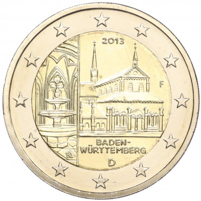 2 евро 2013 года F Германия «Федеральные земли Германии — Баден-Вюртемберг (Монастырь Маульбронн)»