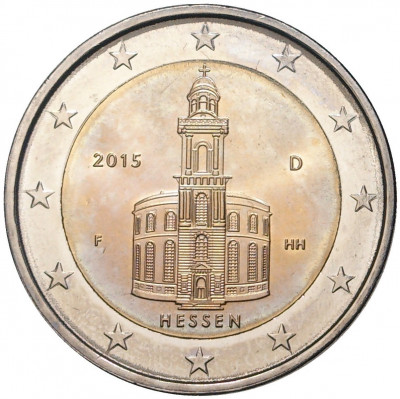 2 евро 2015 года F Германия «Федеральные земли Германии — Гессен (Церковь Святого Павла во Франкфурт-на-Майне)»