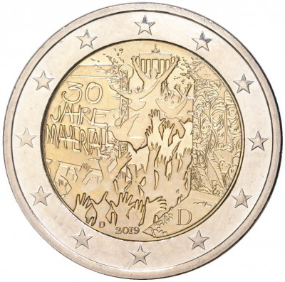 2 евро 2019 года D Германия «30 лет падению Берлинской стены»