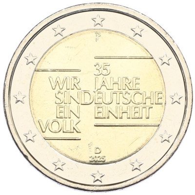 2 евро 2025 года F Германия «35 лет объединению Германии»