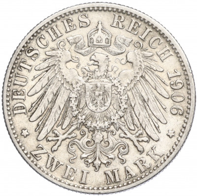 2 марки 1906 года F Германия (Вюртемберг)