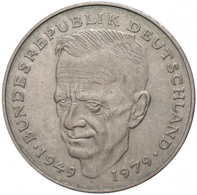 2 марки 1989 года D Западная Германия (ФРГ) «Курт Шумахер»