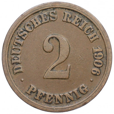 2 пфеннига 1906 года F Германия