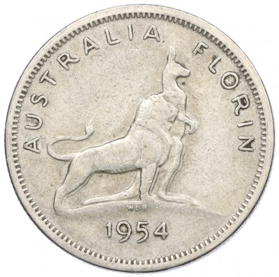 1 флорин 1954 года Австралия «Королевский визит в Австралию»