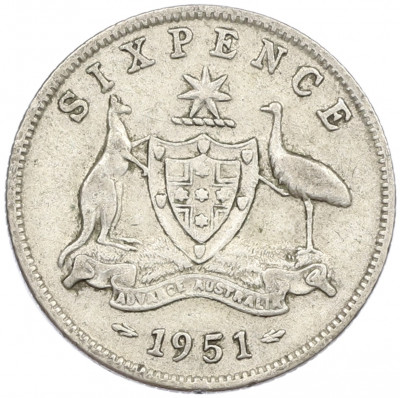 6 пенсов 1951 года Австралия