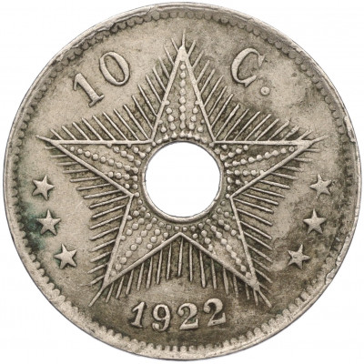 10 сантимов 1922 года Бельгийское Конго