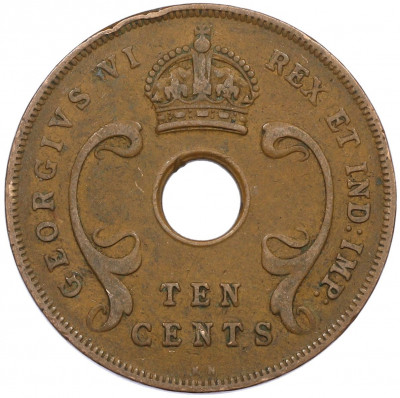 10 центов 1937 года KN Британская Восточная Африка