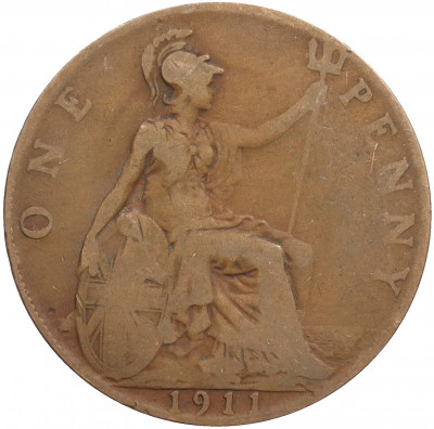 1 пенни 1911 года Великобритания