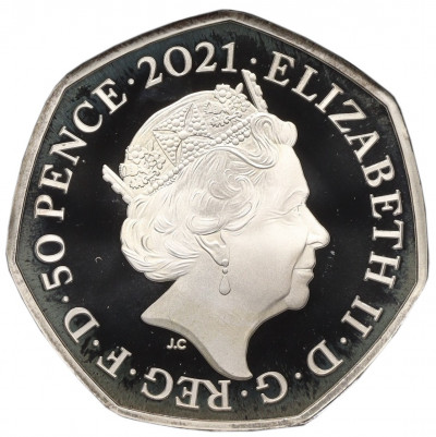 50 пенсов 2021 года Великобритания «Динозавры — Темнодонтозавр»