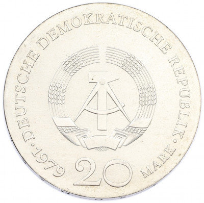 20 марок 1979 года Восточная Германия (ГДР) «250 лет со дня рождения Готхольда Эфраима Лессинга»