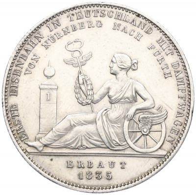 1 талер 1835 года Бавария «Строительство первой железной дороги»