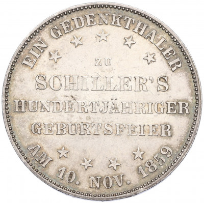 1 талер 1859 года Франкфурт «100 лет со дня рождения Фридриха Шиллера»