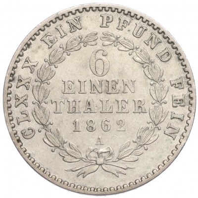 1/6 талера 1862 года A Ангальт-Бернбург
