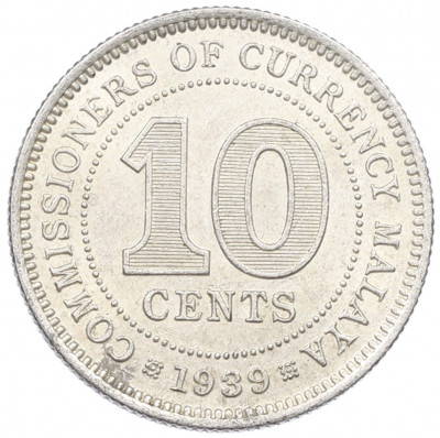 10 центов 1939 года Малайя