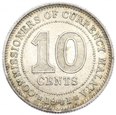 10 центов 1941 года Малайя