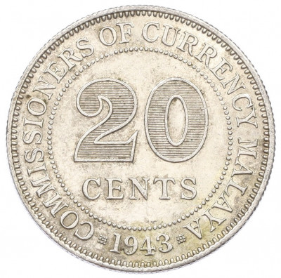 20 центов 1943 года Малайя