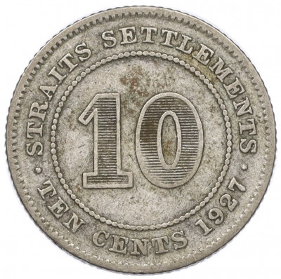 10 центов 1927 года Стрейтс Сетлментс