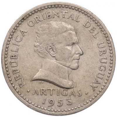 10 сентесимо 1953 года Уругвай