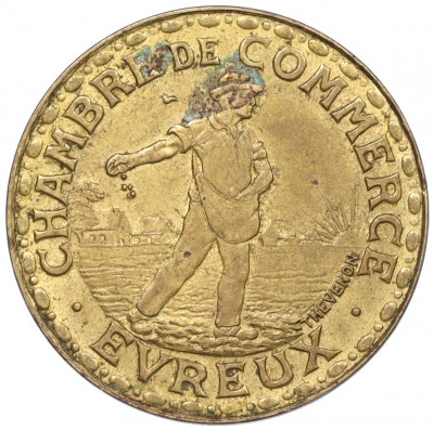 1 франк 1922 года Франция — город Эвре (Нотгельд)