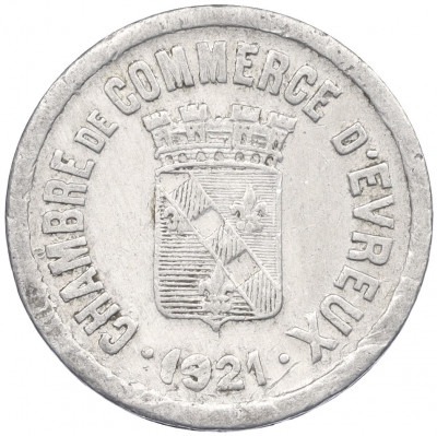 25 сантимов 1921 года Франция — город Эвре (Нотгельд)