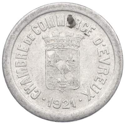 5 сантимов 1921 года Франция — город Эвре (Нотгельд)