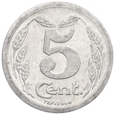 5 сантимов 1921 года Франция — город Эвре (Нотгельд)