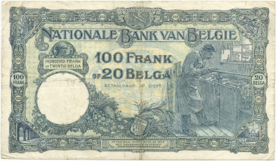 100 франков 1930 года Бельгия