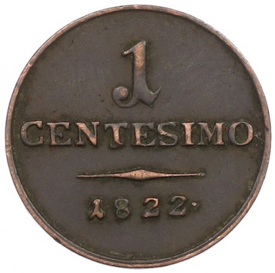1 чентезимо 1822 года Ломбардия-Венеция