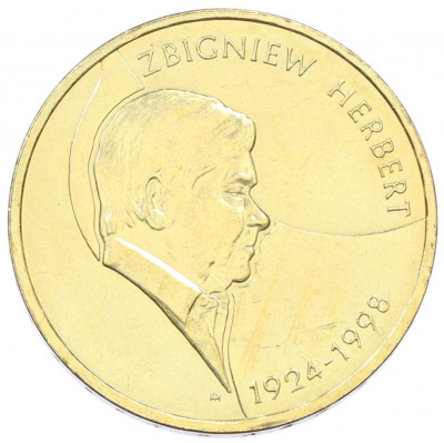 2 злотых 2008 года Польша «10 лет со дня смерти Збигнева Херберта»