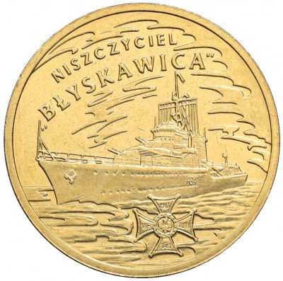 2 злотых 2012 года Польша «Польские суда — Эсминец Молния»