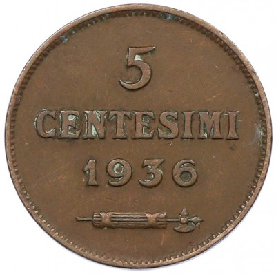 5 чентезимо 1936 года Сан-Марино