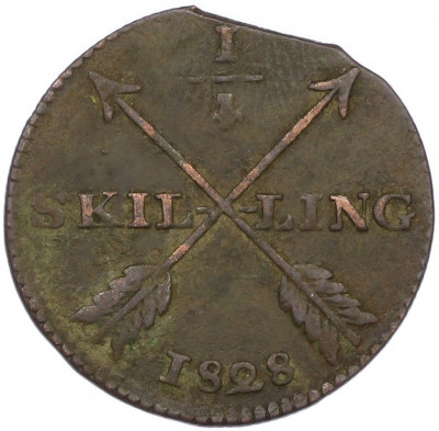 1/4 скиллинга 1828 года Швеция