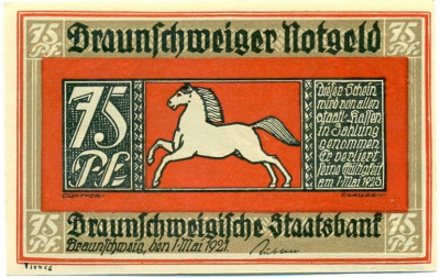 75 пфеннигов 1921 года Германия — Брауншвейг (Нотгельд)