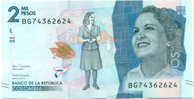2000 песо 2020 года Колумбия