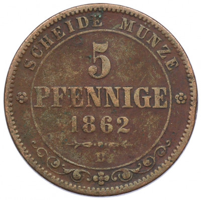 5 пфеннигов 1862 года Саксония