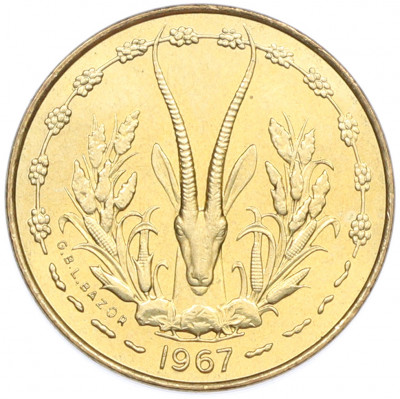 5 франков 1967 года Западная Африка