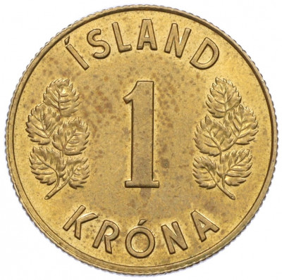 1 крона 1975 года Исландия