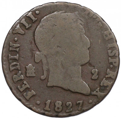 2 мараведи 1827 года Испания