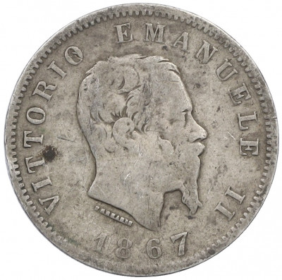 1 лира 1867 года M Италия