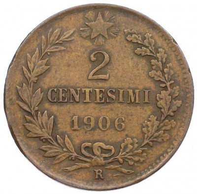 2 чентезимо 1906 года Италия