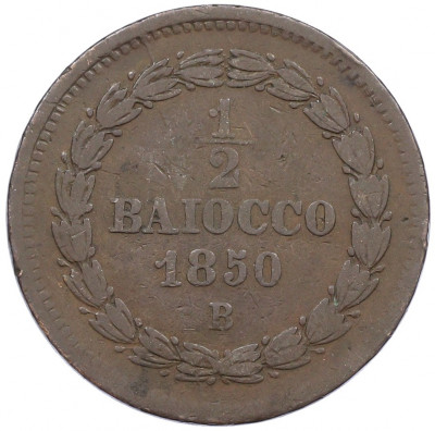 1/2 байокко 1850 года Папская область