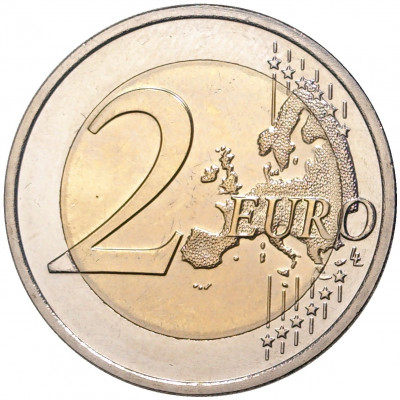 2 евро 2020 года Люксембург «Рождение наследного Великого Герцога Чарльза» (Плоский чекан — лазерная гравировка)