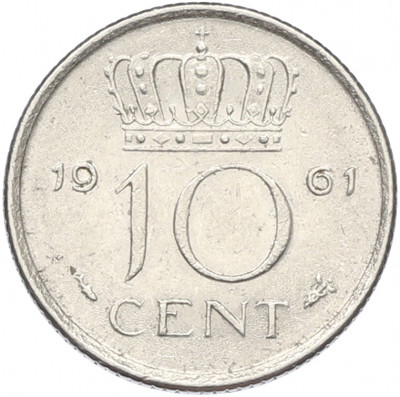 10 центов 1961 года Нидерланды