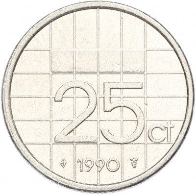 25 центов 1990 года Нидерланды