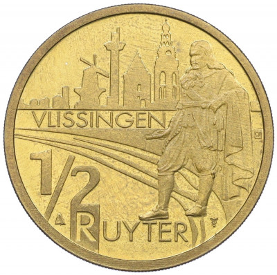 Монетовидный жетон 1/2 рюйтера 2007 года Нидерланды (город Флиссинген) «400-летний юбилей Михаила де Рюйтера»