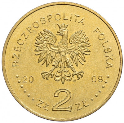 2 злотых 2009 года Польша «180 лет центральному банку Польши»